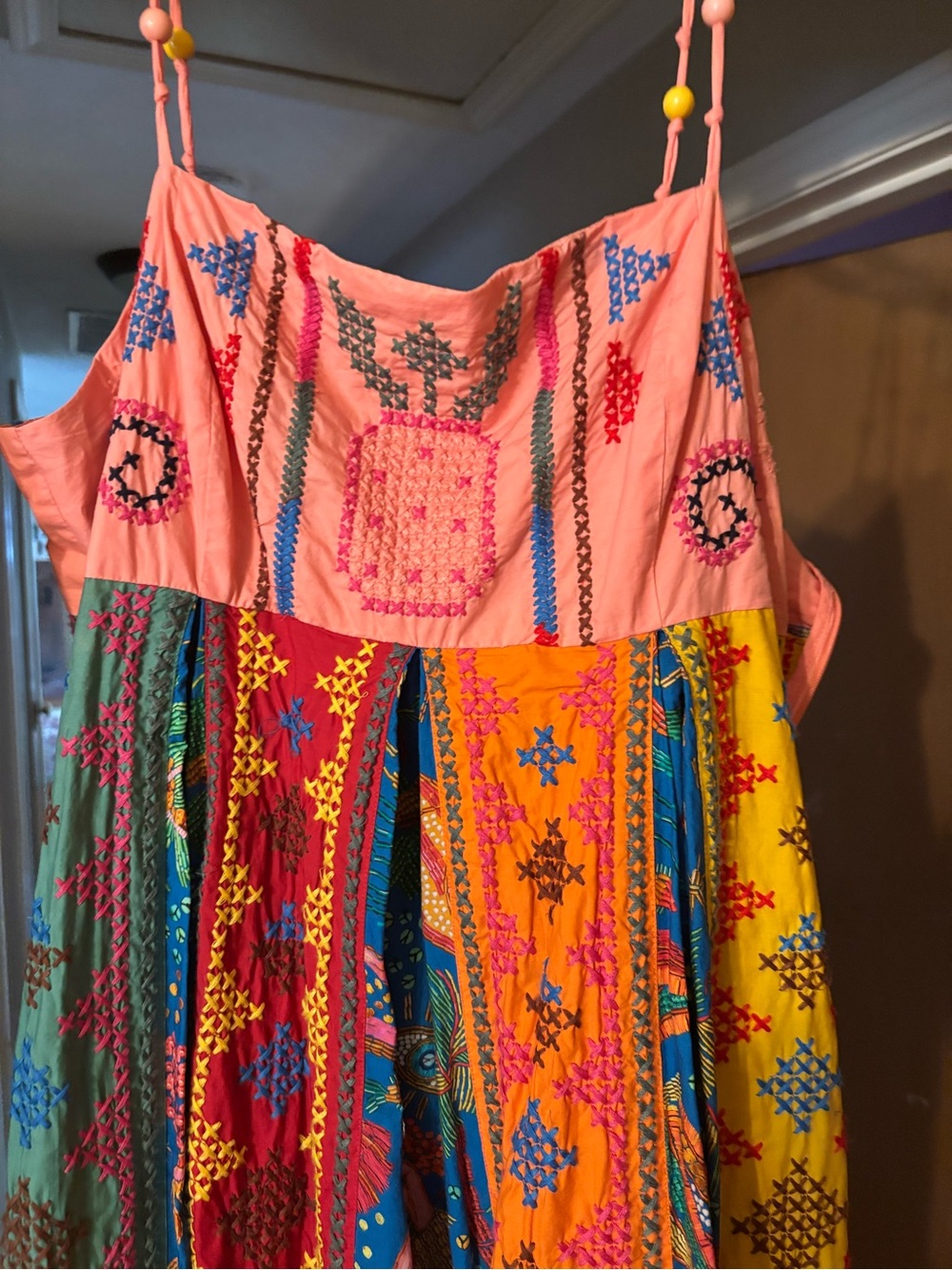 Farm Rio Boho Patchwork Maxi Dress in Bright Multi - Picture 3 of 4